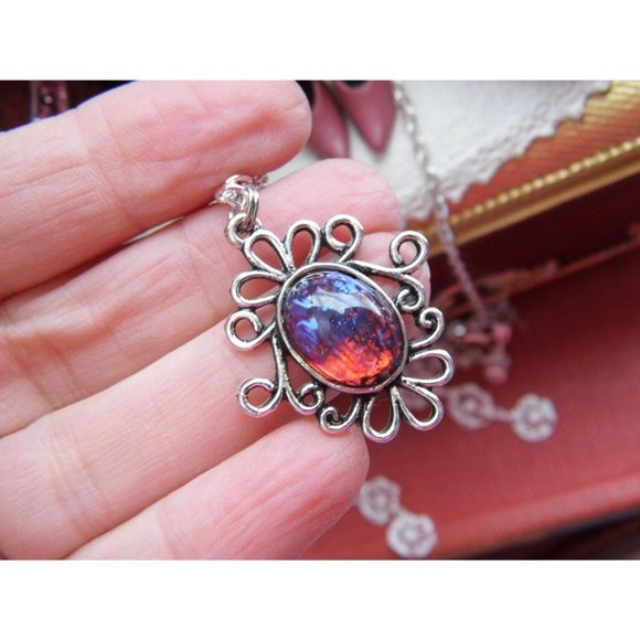 Fire opal Dragon breath Victorian Necklace Amulet - Picture 4 of 5